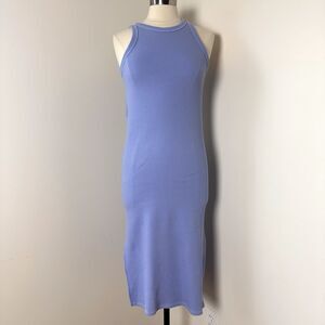 Haven Well Within Dress Womens XS Blue Organic Cotton Waffle Knit Sleeveless Mid
